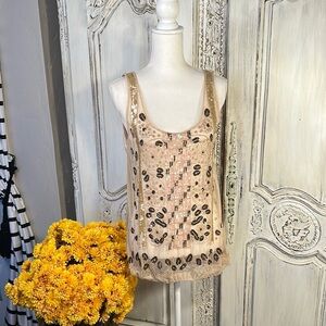 Andersen & Lauth Tan Sequin Embellished Tank Top